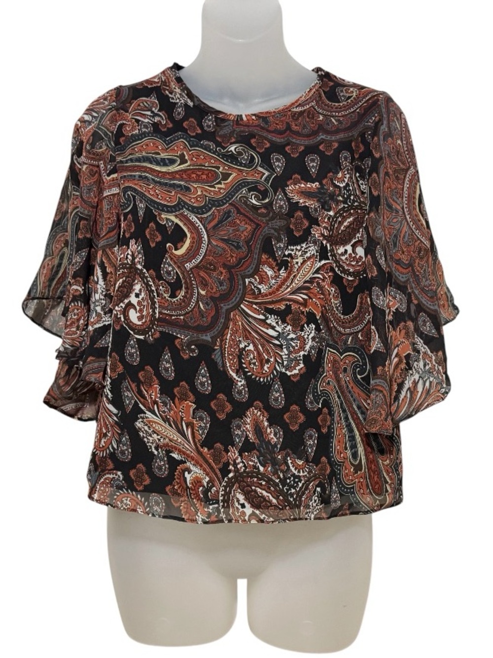 NWT Walter Baker W118 Paisley Flutter Sleeve Chiffon Blouse